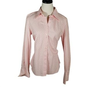 Tommy Hilfiger Vintage Buttondown Top Pastel Pink Gingham Fitted Preppy Spring